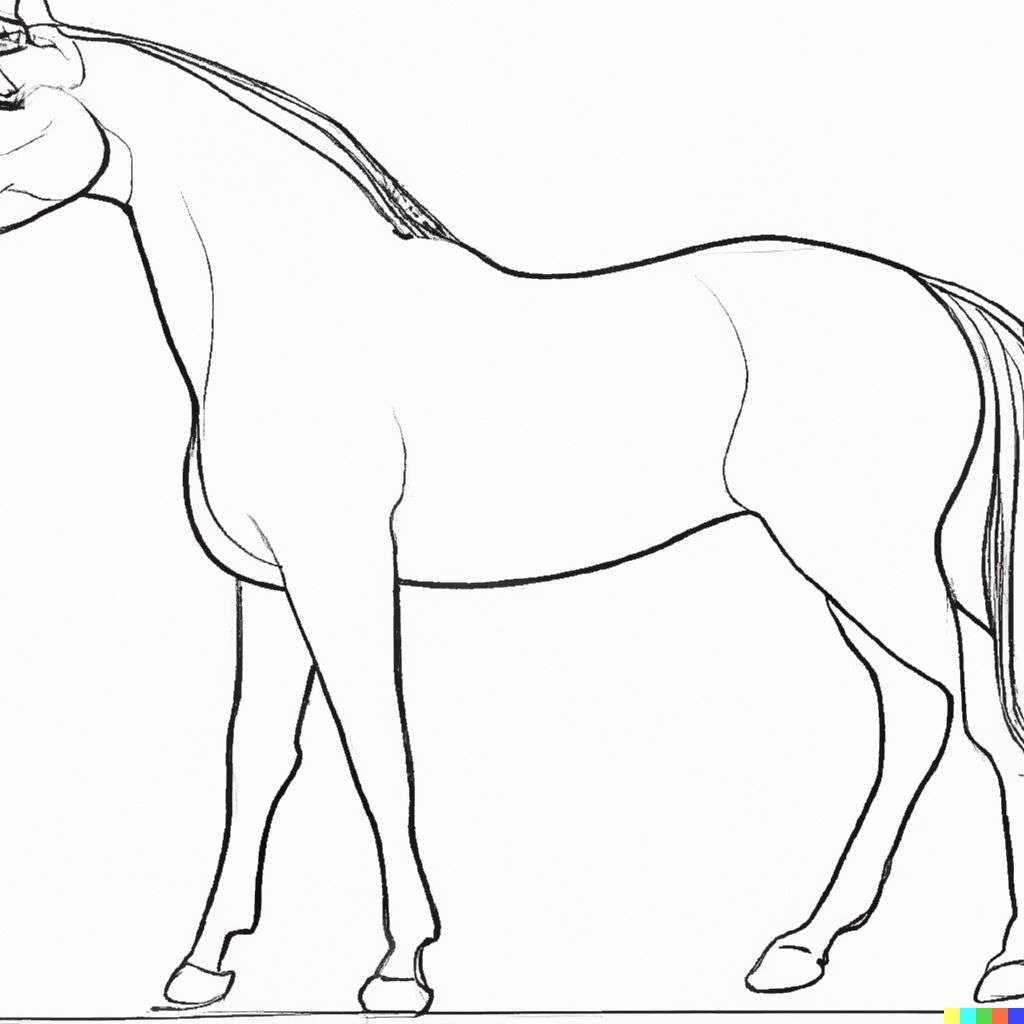 a horse, drawing, schematic